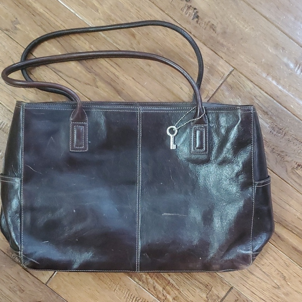 Fossil 3 compartment briefcase shoulder tote bag